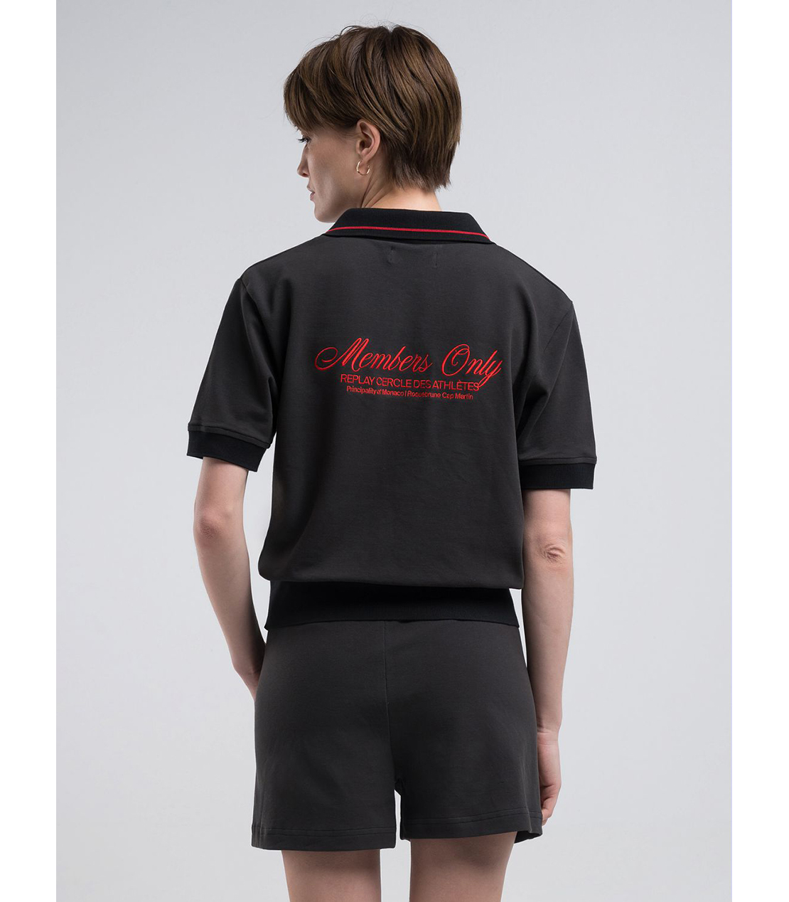 モンテカルロカントリークラブコレクションクロップドポロシャツ 詳細画像 ブラック 3